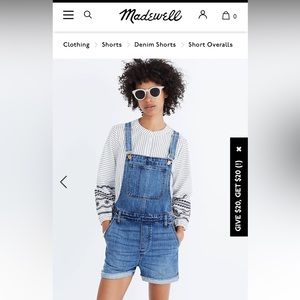 Madewell denim shorts overalls size small